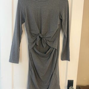 Grace Karin Gray Long Sleeve Dress with Knot Detail